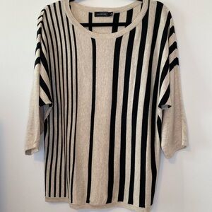 The Limited Black and Cream Striped Knit Top